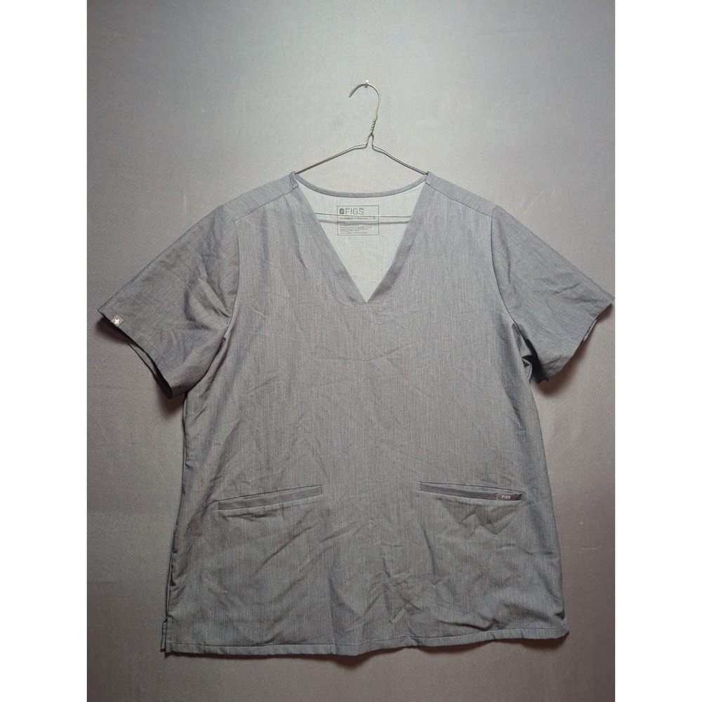 FIGS Technical Collection Scrub Top Womens XL Gray Nurse Medical Performance